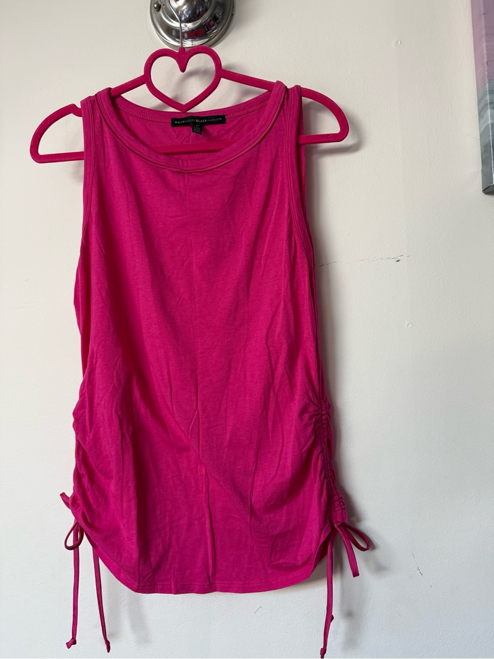 White House Black Market Hot Pink Side-Ruched Tank